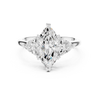 Marquise Cut Three Stone Diamond Engagement Ring with Trillion Side Stones