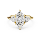 Marquise Cut Three Stone Diamond Engagement Ring with Trillion Side Stones