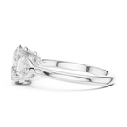 Oval Cut Three Stone Diamond Engagement Ring with Trillion Side Stones