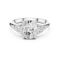 Oval Cut Three Stone Diamond Engagement Ring with Trillion Side Stones
