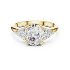 Oval Cut Three Stone Diamond Engagement Ring with Trillion Side Stones