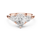 Pear Cut Three Stone Diamond Engagement Ring with Trillion Side Stones