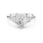 Pear Cut Three Stone Diamond Engagement Ring with Trillion Side Stones