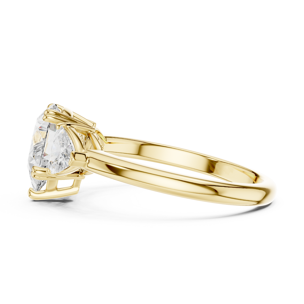 Pear Cut Three Stone Diamond Engagement Ring with Trillion Side Stones