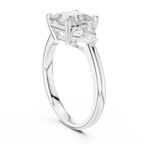 Princess Cut Three Stone Diamond Engagement Ring with Trillion Side Stones
