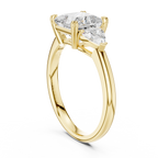 Princess Cut Three Stone Diamond Engagement Ring with Trillion Side Stones
