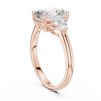 Radiant Cut Three Stone Diamond Engagement Ring with Trillion Side Stones