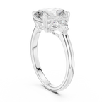 Radiant Cut Three Stone Diamond Engagement Ring with Trillion Side Stones