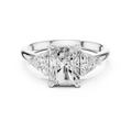 Radiant Cut Three Stone Diamond Engagement Ring with Trillion Side Stones