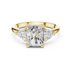 Radiant Cut Three Stone Diamond Engagement Ring with Trillion Side Stones