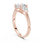 Round Cut Three Stone Diamond Engagement Ring with Trillion Side Stones