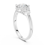 Round Cut Three Stone Diamond Engagement Ring with Trillion Side Stones