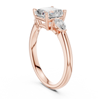 Asscher Cut Three Stone Diamond Engagement Ring with Pear Side Stones