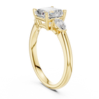 Asscher Cut Three Stone Diamond Engagement Ring with Pear Side Stones