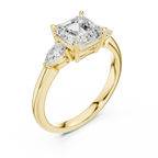Asscher Cut Three Stone Diamond Engagement Ring with Pear Side Stones