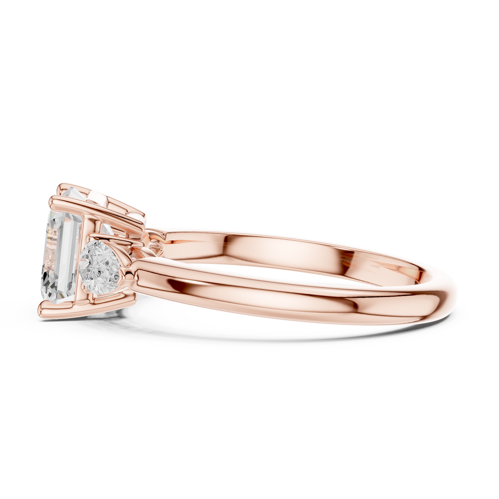 Asscher Cut Three Stone Diamond Engagement Ring with Pear Side Stones