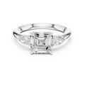 Asscher Cut Three Stone Diamond Engagement Ring with Pear Side Stones