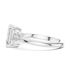 Emerald Cut Three Stone Diamond Engagement Ring with Pear Side Stones