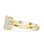 Emerald Cut Three Stone Diamond Engagement Ring with Pear Side Stones