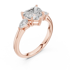 Heart Cut Three Stone Diamond Engagement Ring with Pear Side Stones