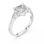 Heart Cut Three Stone Diamond Engagement Ring with Pear Side Stones