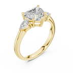 Heart Cut Three Stone Diamond Engagement Ring with Pear Side Stones