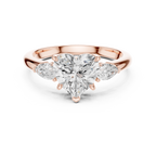Heart Cut Three Stone Diamond Engagement Ring with Pear Side Stones