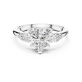 Heart Cut Three Stone Diamond Engagement Ring with Pear Side Stones