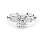 Heart Cut Three Stone Diamond Engagement Ring with Pear Side Stones