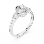 Oval Cut Three Stone Diamond Engagement Ring with Pear Side Stones