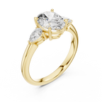 Oval Cut Three Stone Diamond Engagement Ring with Pear Side Stones