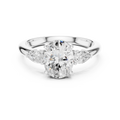 Oval Cut Three Stone Diamond Engagement Ring with Pear Side Stones
