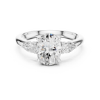 Oval Cut Three Stone Diamond Engagement Ring with Pear Side Stones