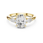 Oval Cut Three Stone Diamond Engagement Ring with Pear Side Stones