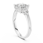 Princess Cut Three Stone Diamond Engagement Ring with Pear Side Stones