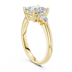 Princess Cut Three Stone Diamond Engagement Ring with Pear Side Stones