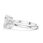 Radiant Cut Three Stone Diamond Engagement Ring with Pear Side Stones
