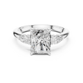 Radiant Cut Three Stone Diamond Engagement Ring with Pear Side Stones