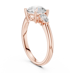 Round Cut Three Stone Diamond Engagement Ring with Pear Side Stones