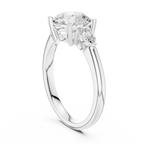 Round Cut Three Stone Diamond Engagement Ring with Pear Side Stones