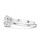 Round Cut Three Stone Diamond Engagement Ring with Pear Side Stones