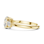 Round Cut Three Stone Diamond Engagement Ring with Pear Side Stones