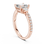 Asscher Cut Three Stone Diamond Engagement Ring