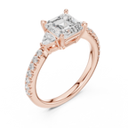 Asscher Cut Three Stone Diamond Engagement Ring