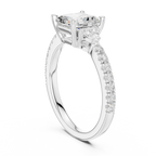 Asscher Cut Three Stone Diamond Engagement Ring