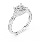 Asscher Cut Three Stone Diamond Engagement Ring