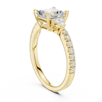 Asscher Cut Three Stone Diamond Engagement Ring