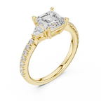 Asscher Cut Three Stone Diamond Engagement Ring