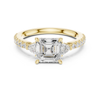 Asscher Cut Three Stone Diamond Engagement Ring