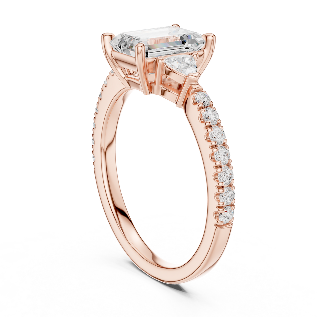 Emerald Cut Three Stone Diamond Engagement Ring